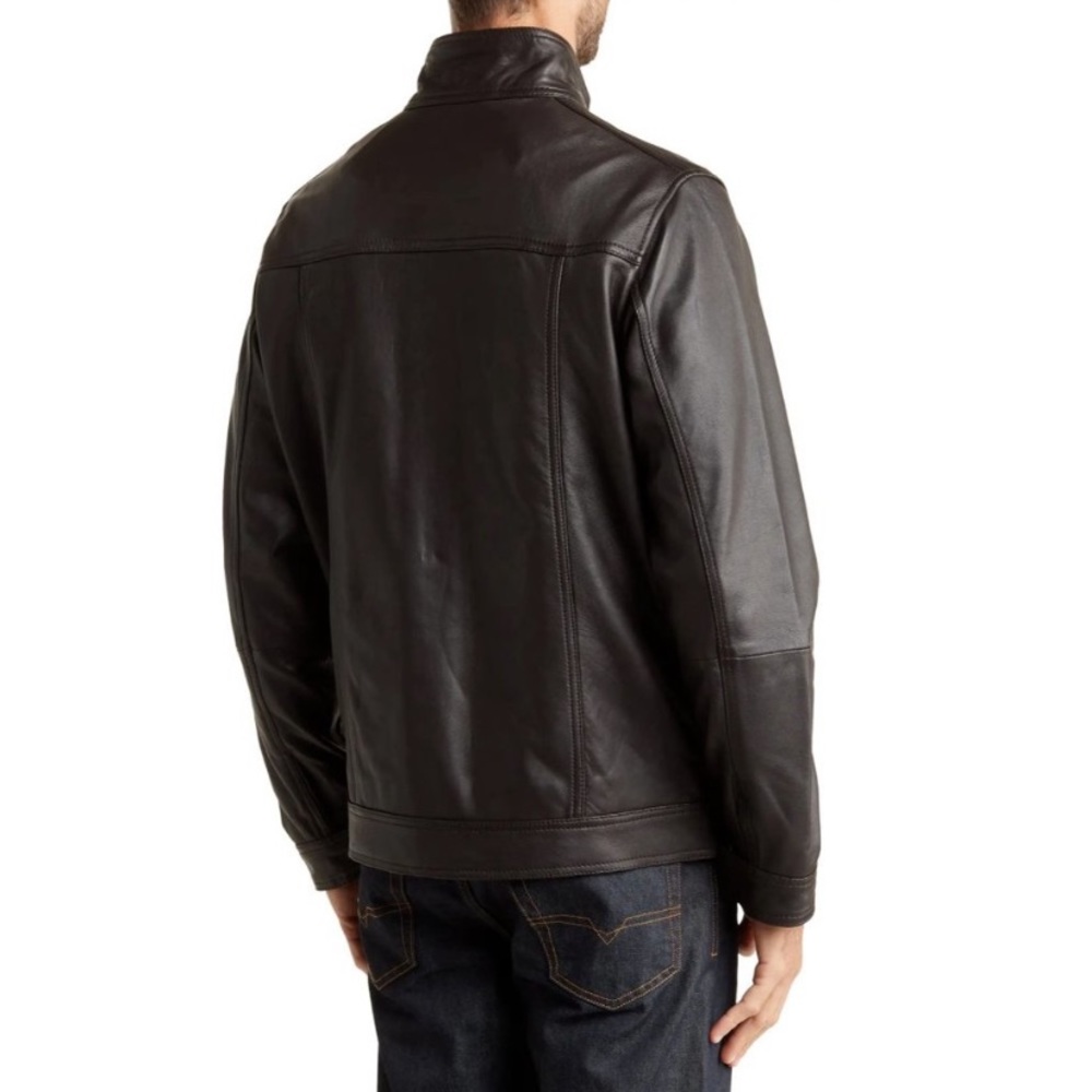 RODD & GUNN Cromwell Leather Jacket Chocolate Brown Size M - Picture 2 of 5